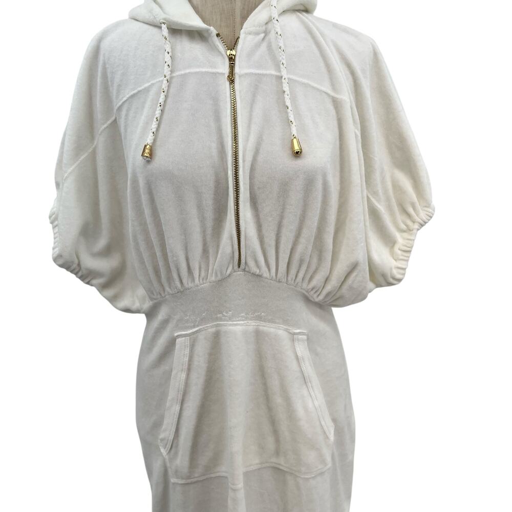 Juicy Couture French Terry Dress Cover-Up Y2K Hooded Zip Up White Size Small - Picture 3 of 11